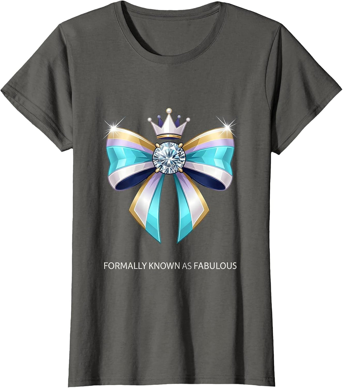 Women's Formally Known As Fabulous Tuxedo Design T-Shirt - Asphalt Grey