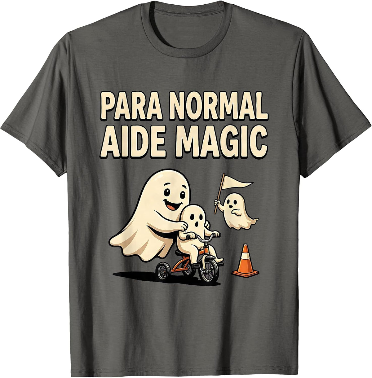 Para Normal Aide Magic Funny Ghost Paraprofessional T-Shirt - Asphalt Grey