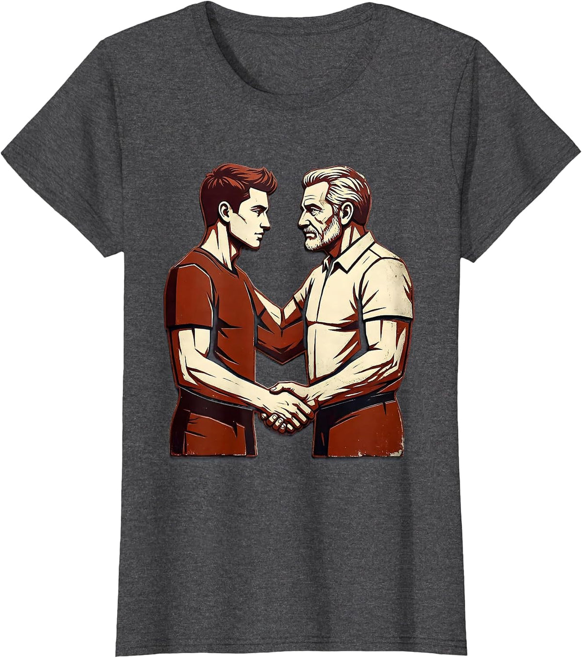 Women's Son In Law Favorite Child Handshake Illustration T-Shirt - Dark Heather Grey