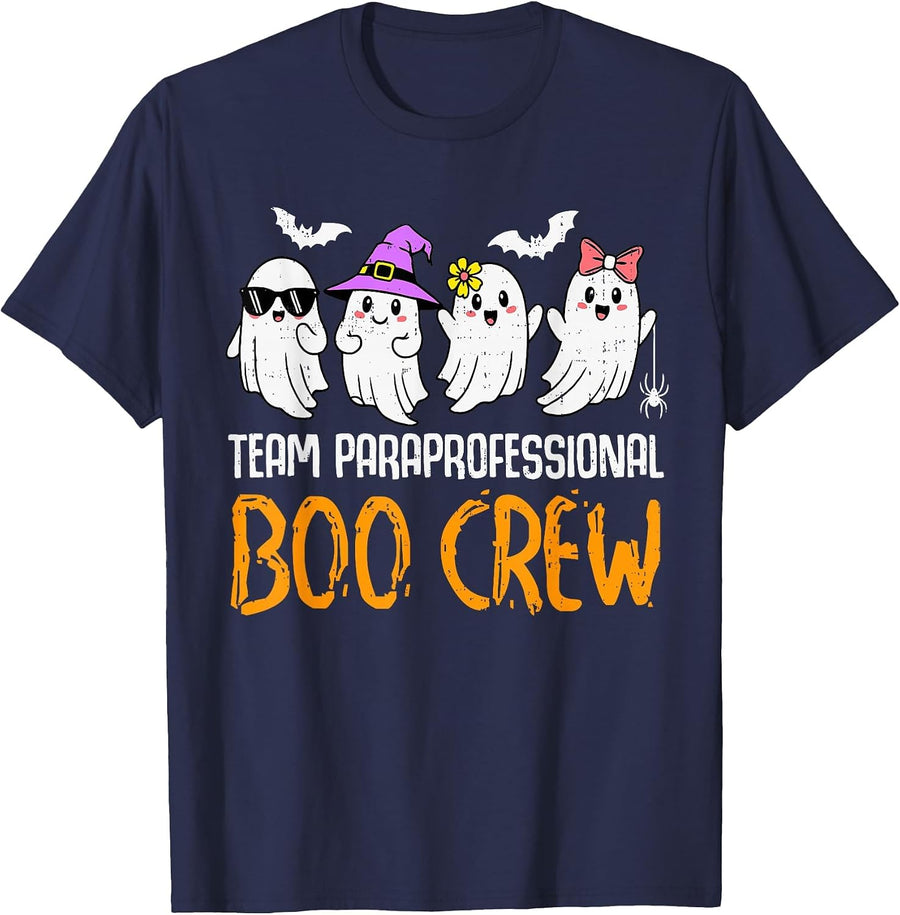 Team Paraprofessional Boo Crew Ghost Halloween para Costume T-Shirt - Navy Blue