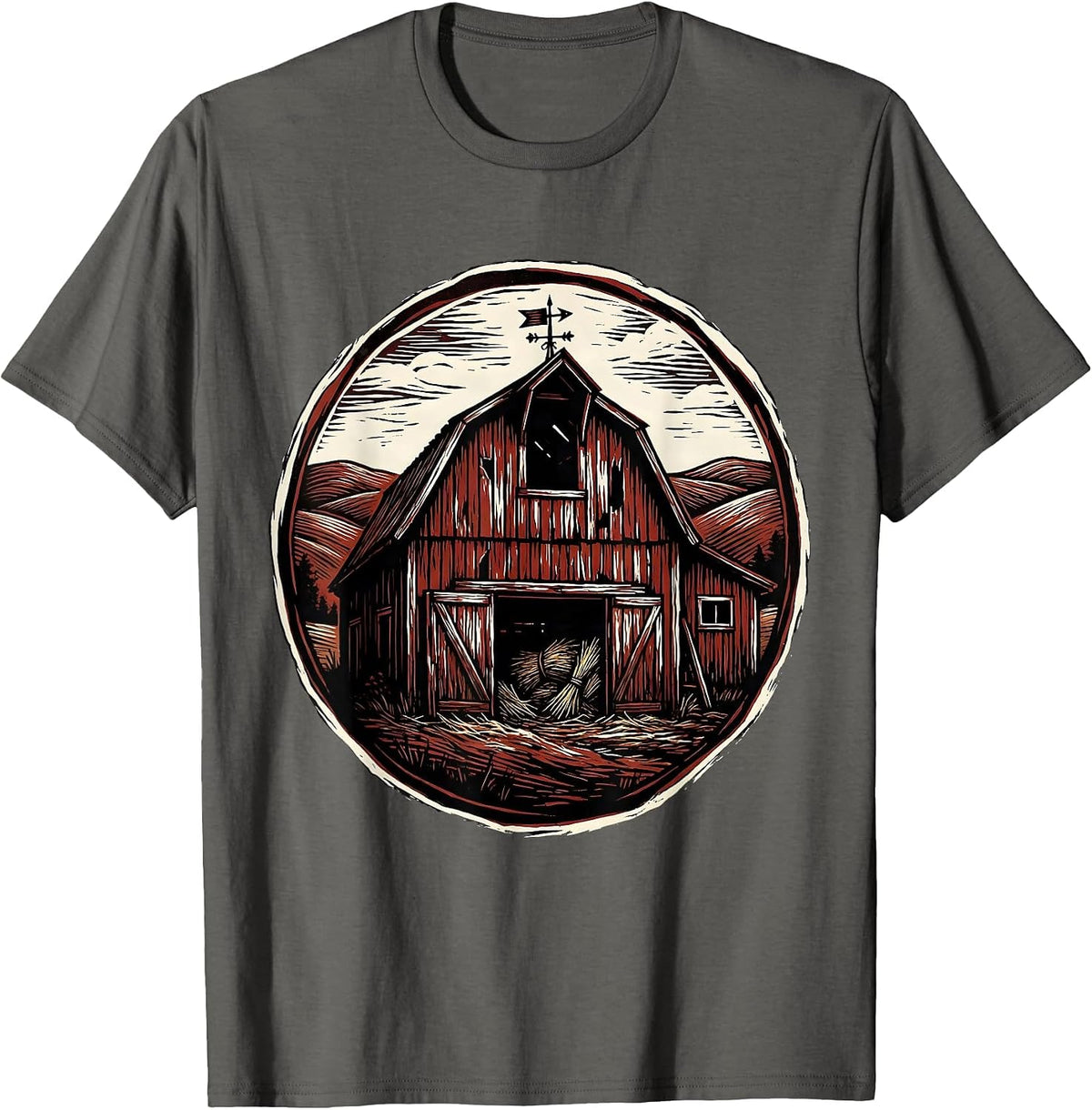Men's Weathered Barn Rolling Hills Country Graphic T-Shirt - Asphalt Grey
