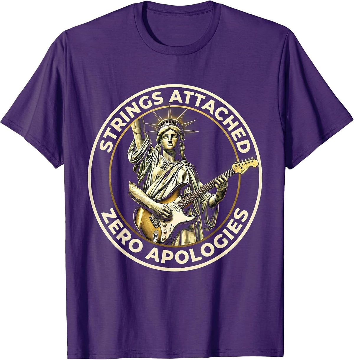 Strings Attached Zero Apologies Band Music Tee T-Shirt - Purple
