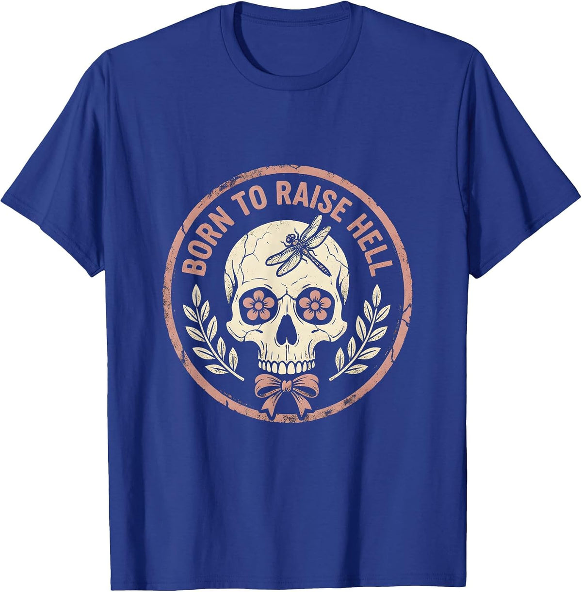 Born to Raise Hell Skull Graphic Design T-Shirt - Royal Blue