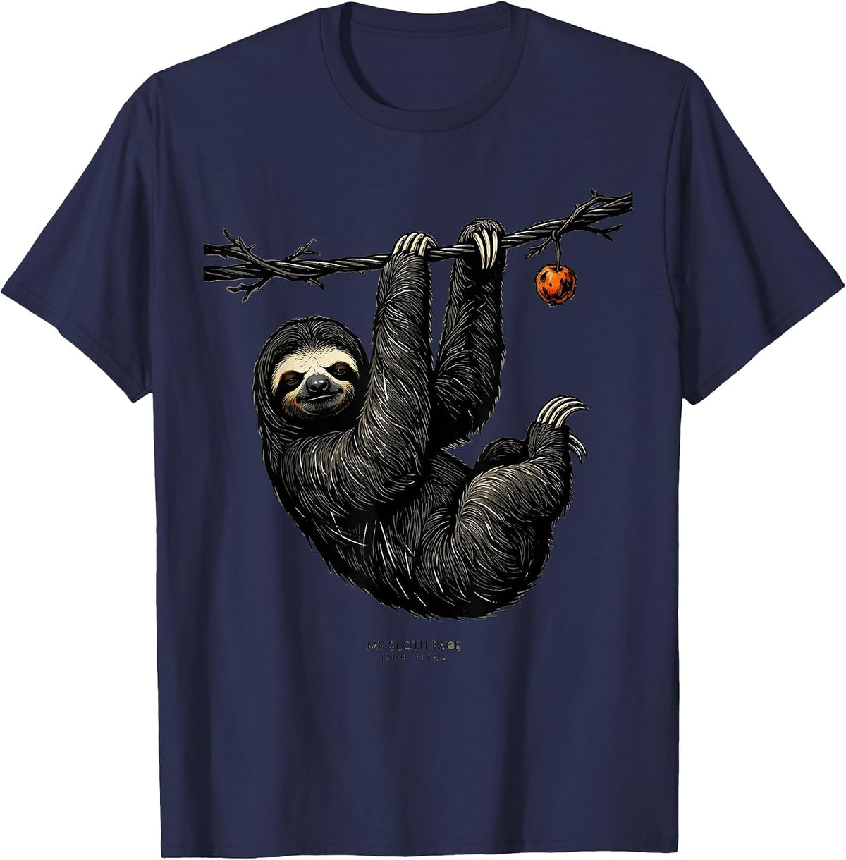 Men's My Sloth Pace Is The Setting Funny Sloth Lover Animal Humor T-Shirt - Navy Blue