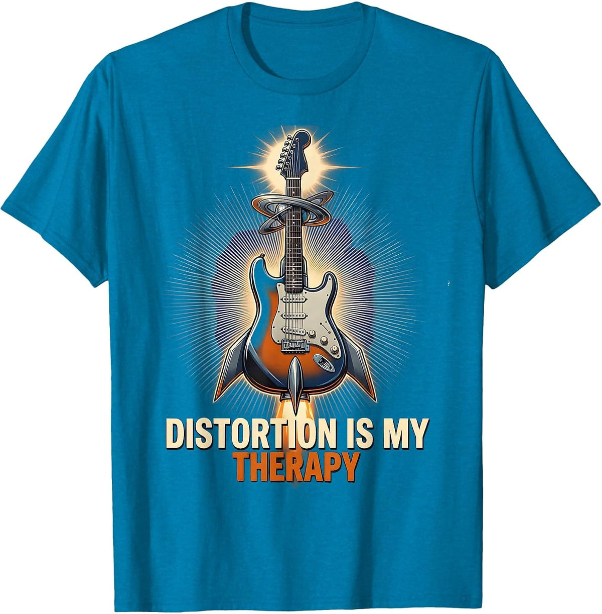 Distortion Is My Therapy Grunge Music Design T-Shirt - Sapphire Blue