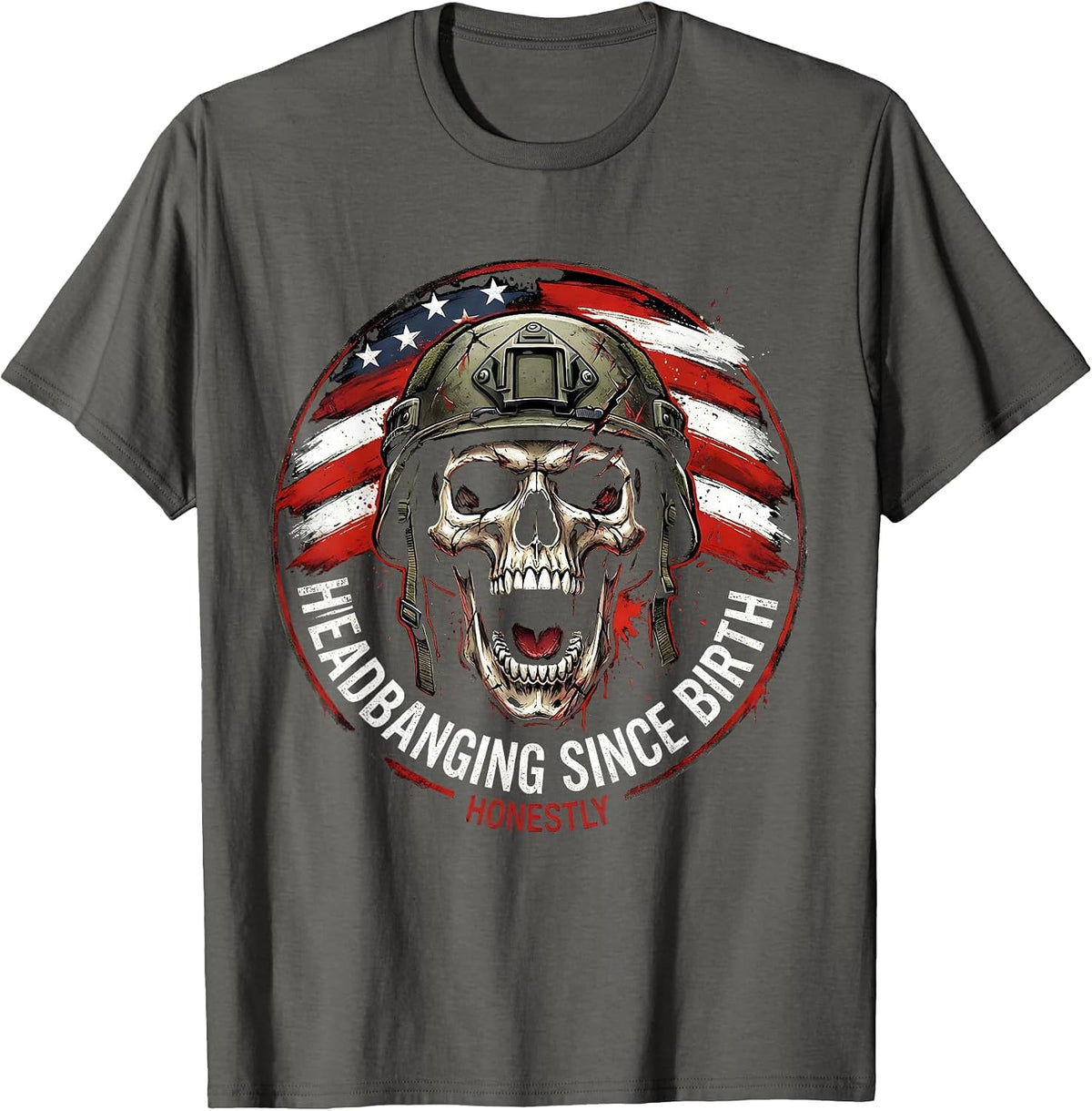 Men's Headbanging Since Birth Heavy Metal Music Design T-Shirt - Asphalt Grey