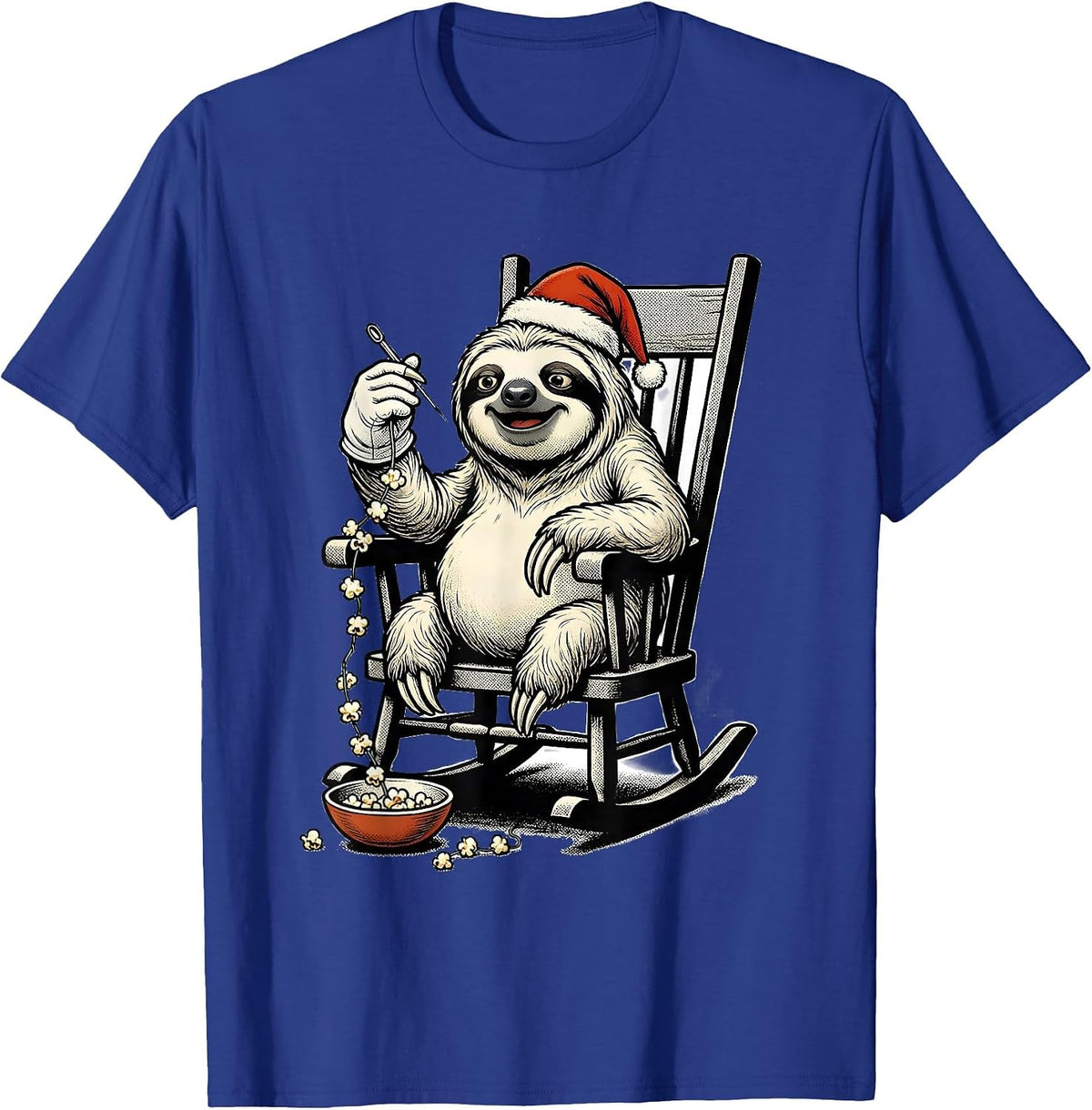 Round Rubber-Hose Sloth Retro Cartoon Funny Christmas T-Shirt - Royal Blue