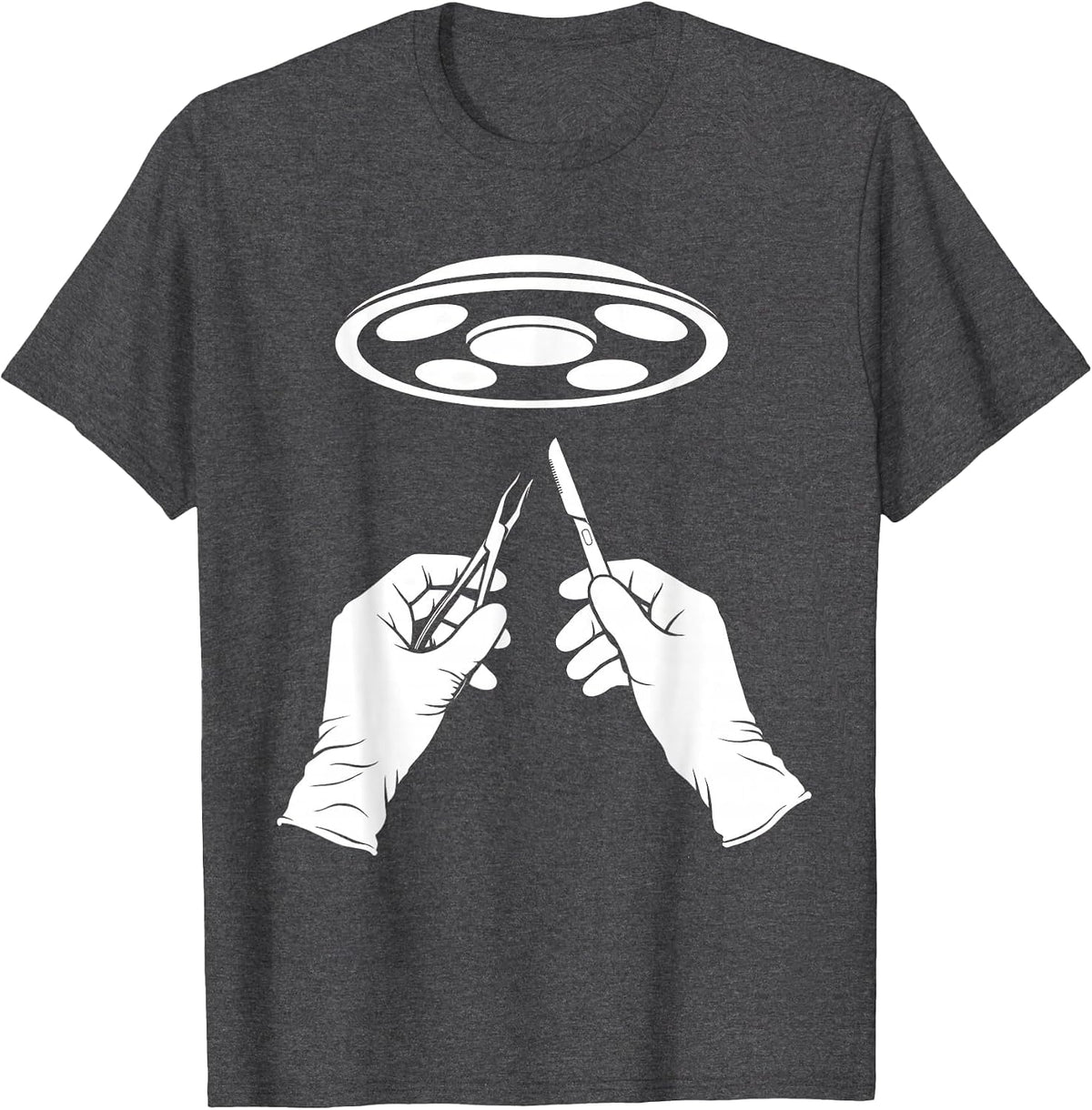 Surgeon Hands Operation Spotlight Emergency Tee T-Shirt - Dark Heather Grey