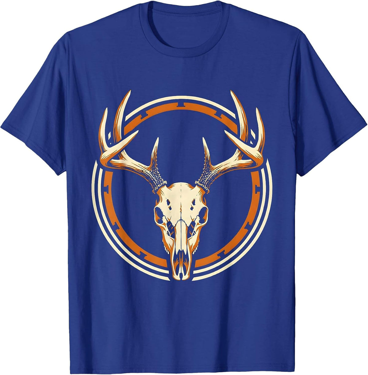 Whitetail Deer Skull With Antlers Hunting Design T-Shirt - Royal Blue