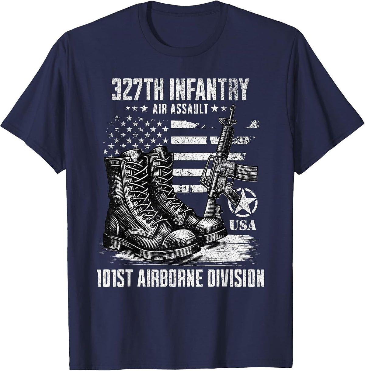 327th Infantry Regiment 101st Airborne Division Veteran T-Shirt - Navy Blue