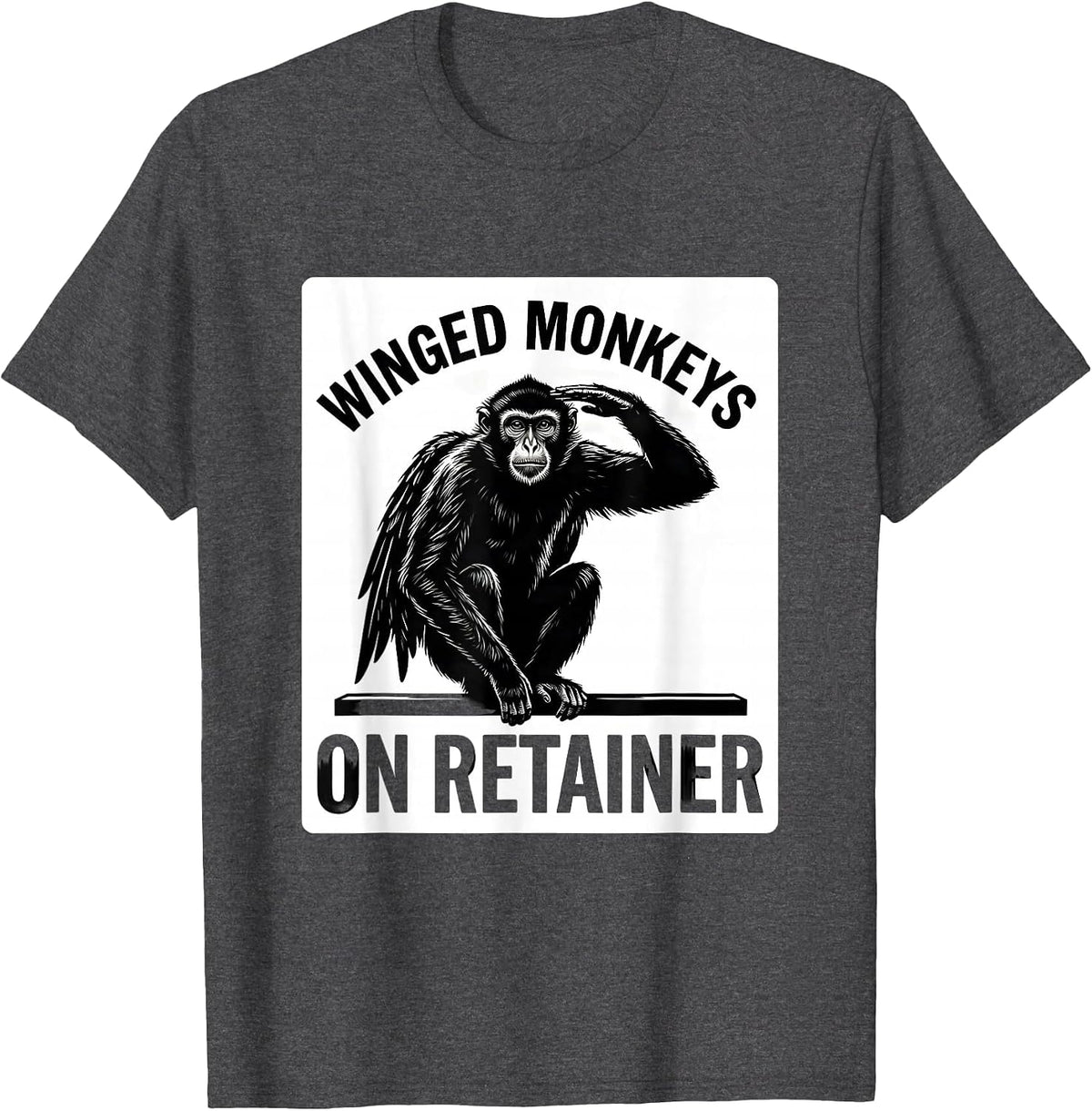 Men's Winged Monkeys On Retainer Silhouetted Wizard Of Oz Classic T-Shirt - Dark Heather Grey