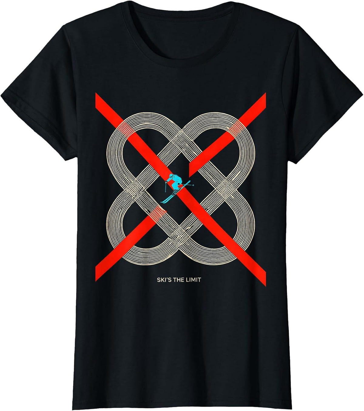 Ski's The Limit Funny Skiing Enthusiast Gift T-Shirt - Black