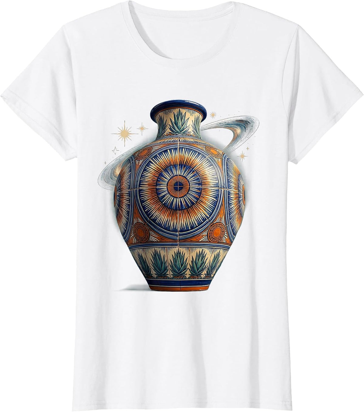 Talavera Pottery Vase Hispanic Heritage Art T-Shirt - White