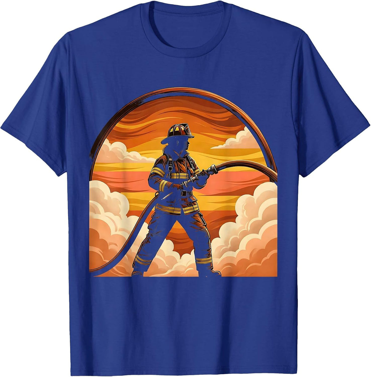 Firefighter Labor Day Graphic Illustration T-Shirt - Royal Blue