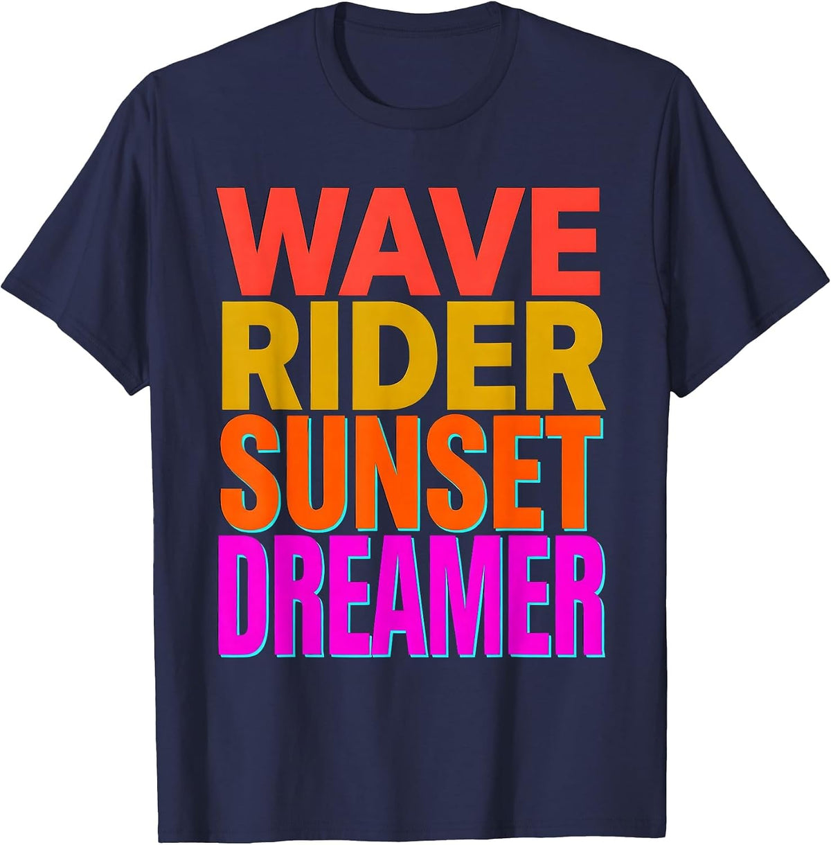 Wave Rider Sunset Dreamer Hawaiian Design T-Shirt - Navy Blue