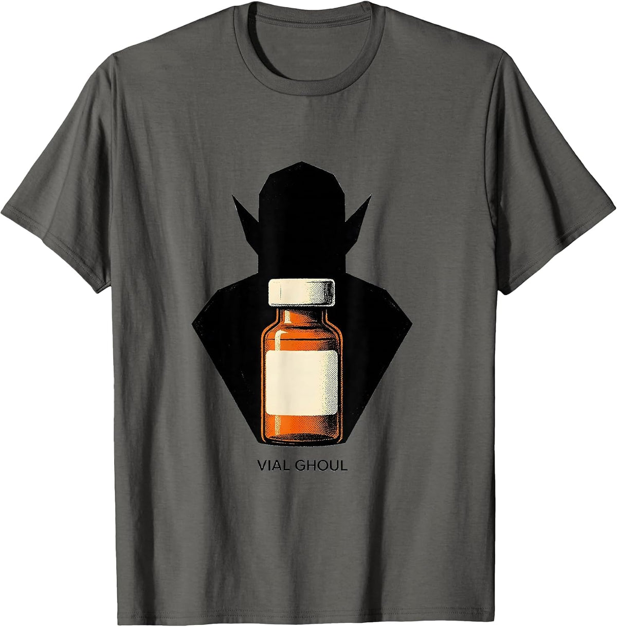 Vial Ghoul Geometric Pharmacy Halloween Pharmacist Tech Crew T-Shirt - Asphalt Grey