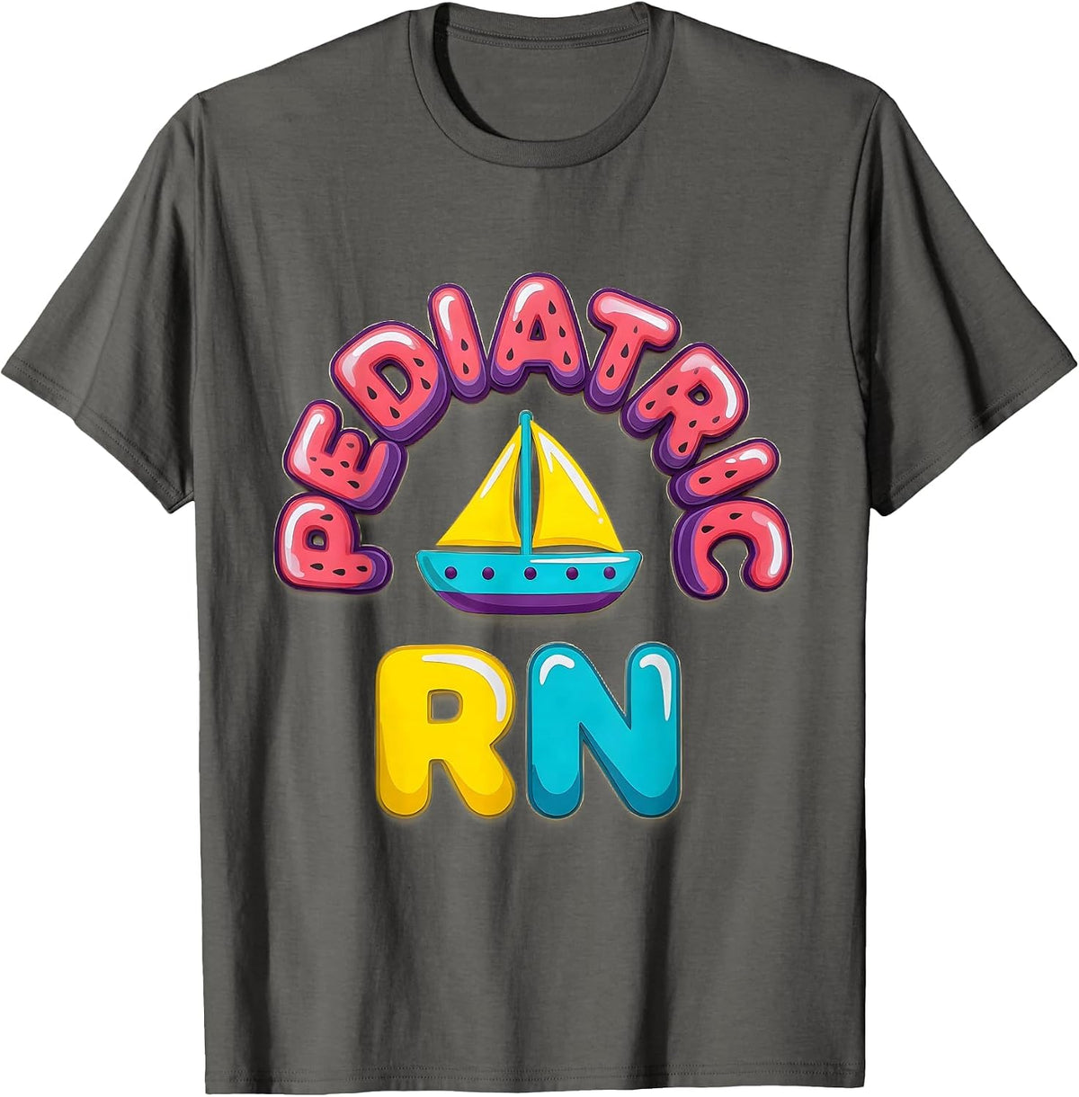 Pediatric RN Cute Arched NICU Nurse Practitioner Workwear T-Shirt - Asphalt Grey