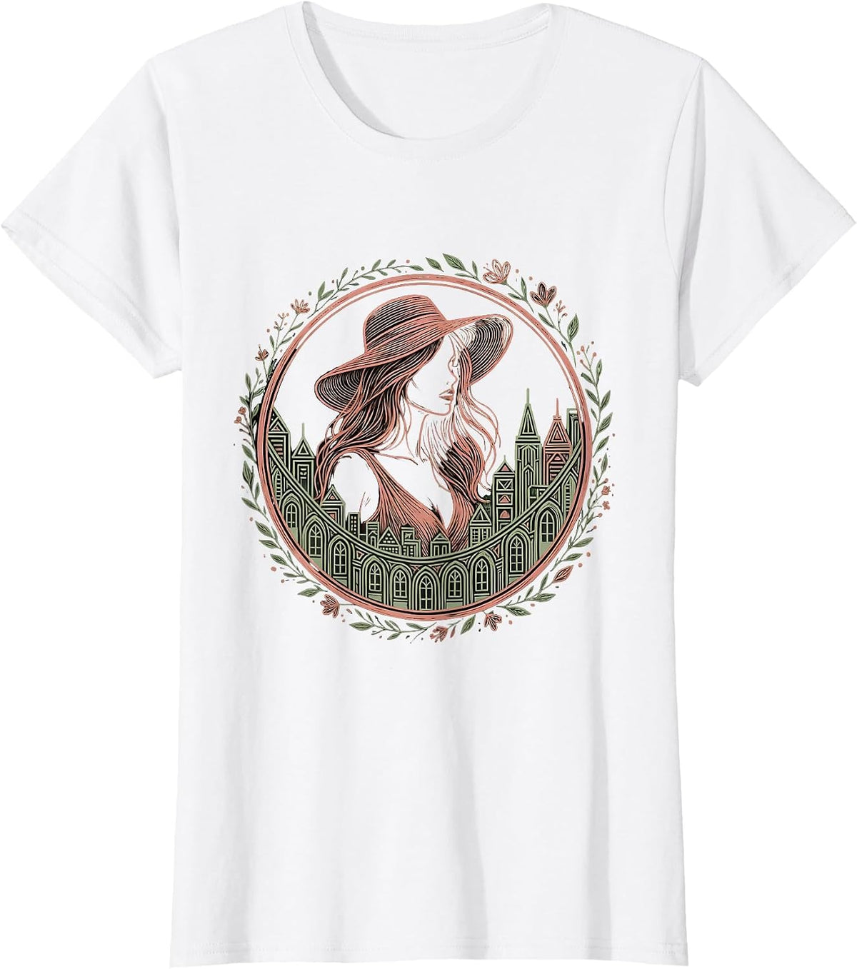 Gigi City Skyline Dusk Silhouette Design T-Shirt - White