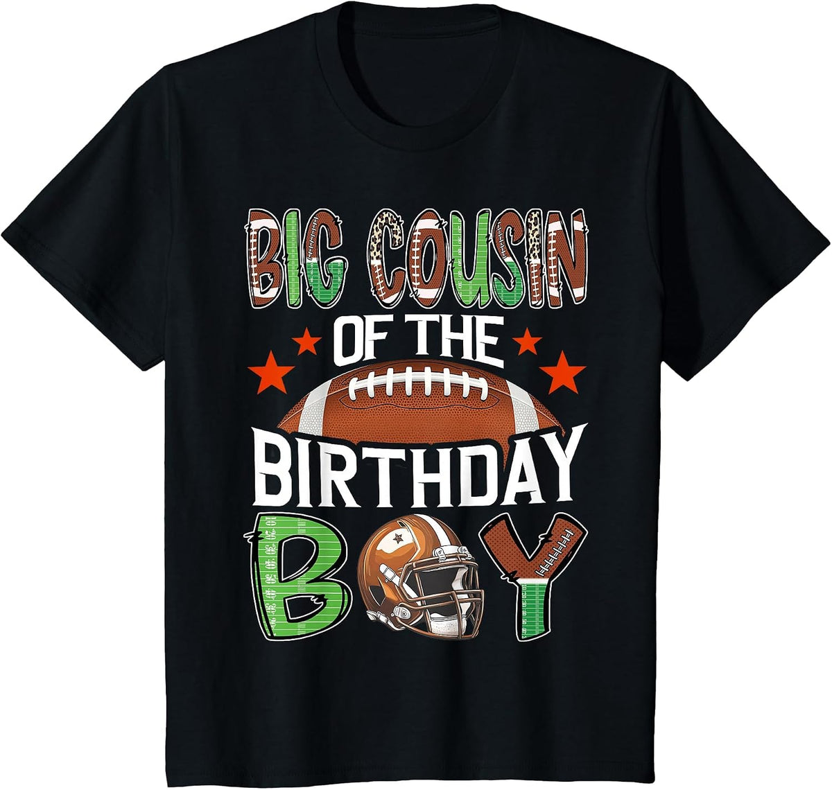 Big Cousin of The Birthday Boy Game Day Football T-Shirt - Black