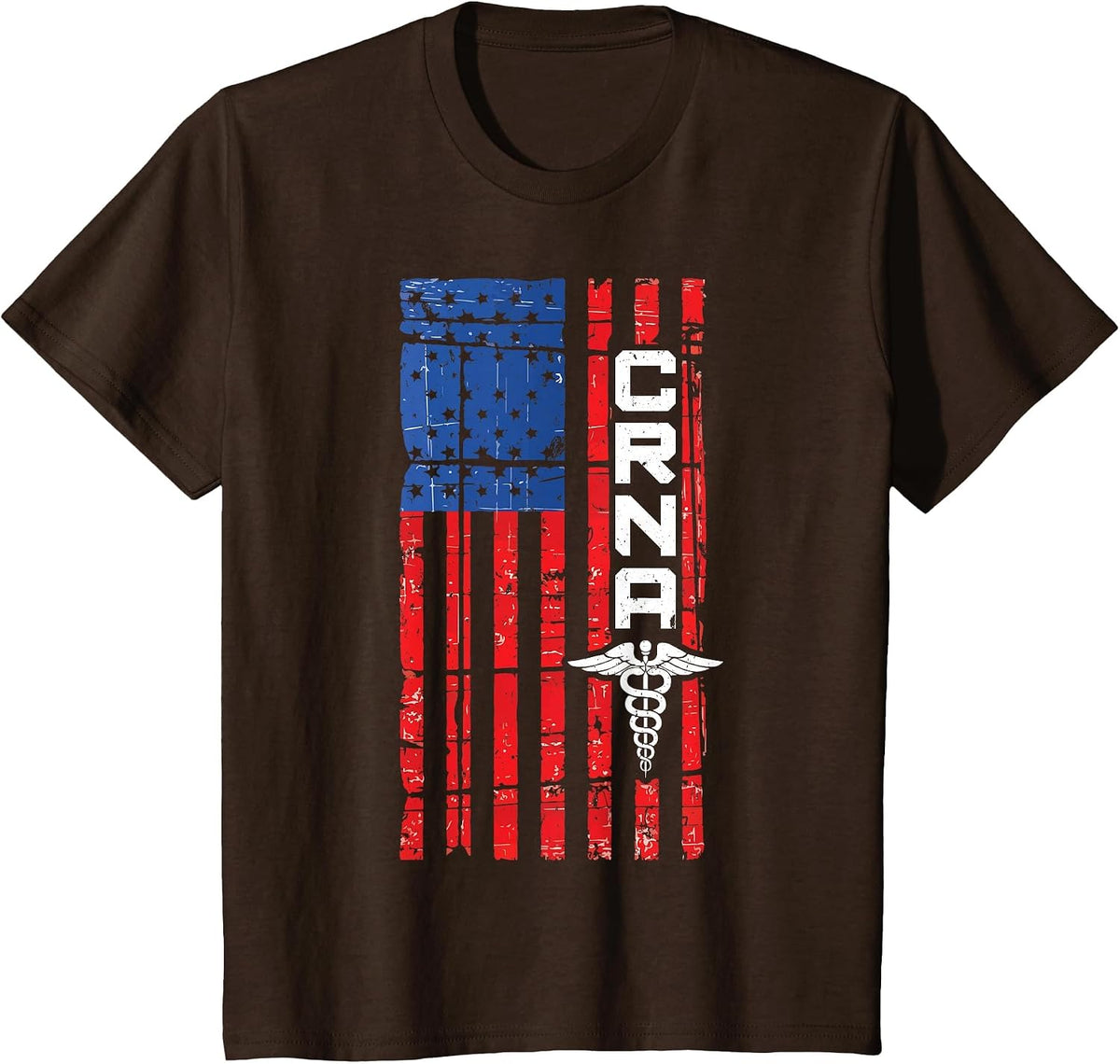 CRNA American Flag USA T-Shirt for Proud Nurses T-Shirt - Brown