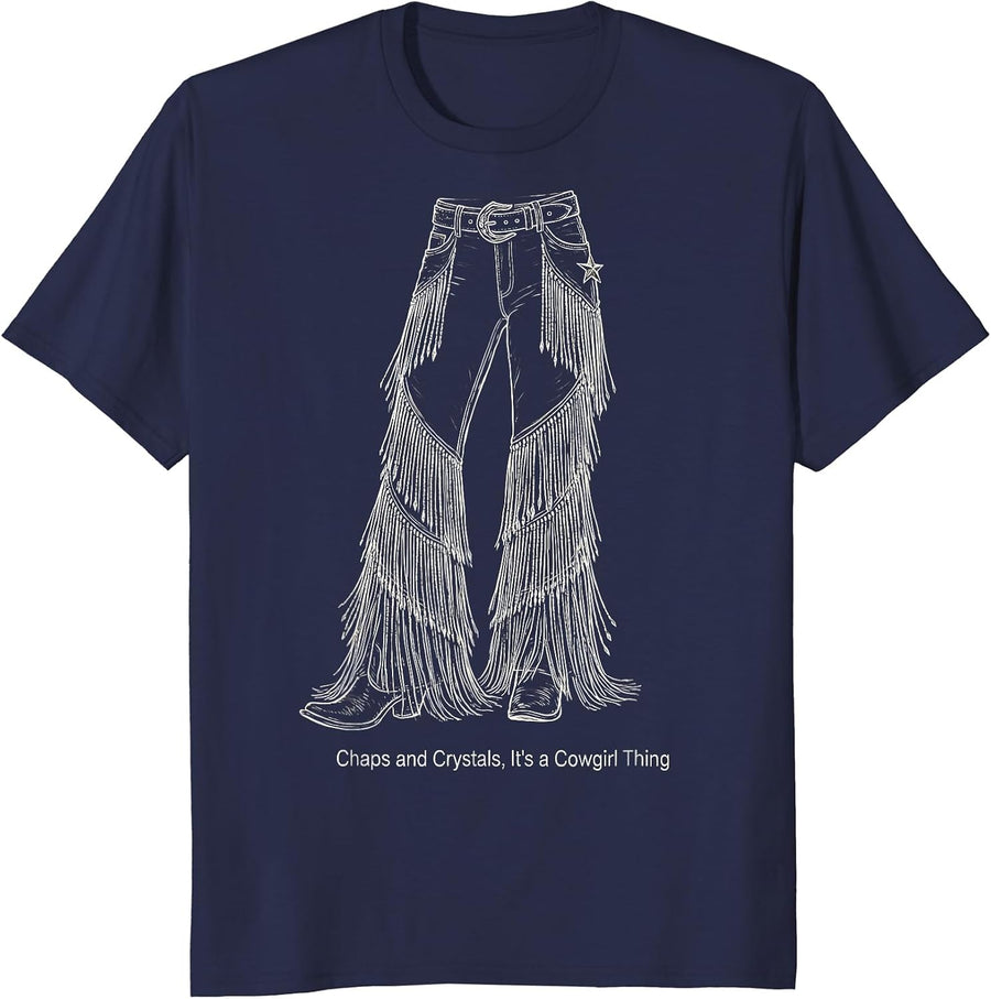 Chaps and Crystals, It's a Cowgirl Thing Cowgirl T-Shirt - Navy Blue
