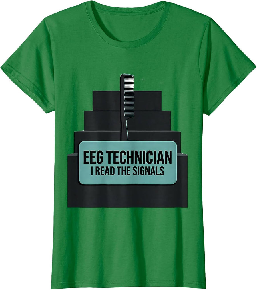 Women's EEG Technician I Read The Signals Minimalist Healthcare T-Shirt - Kelly Green