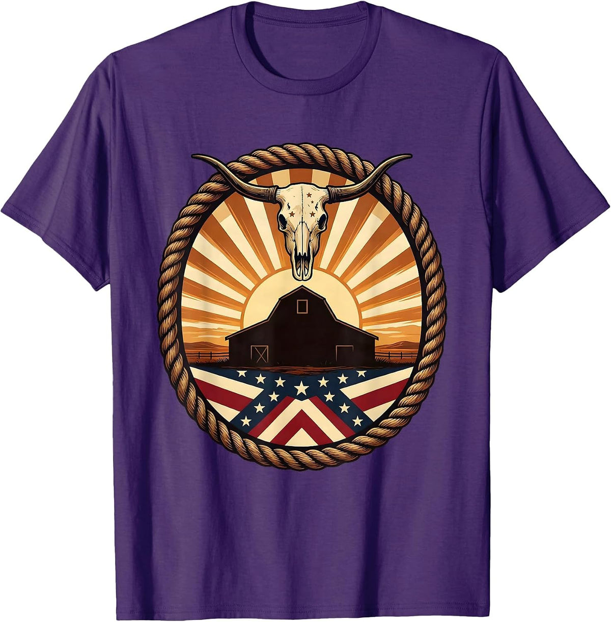 Men's Barn Silhouette Prairie Sunset Graphic T-Shirt - Purple