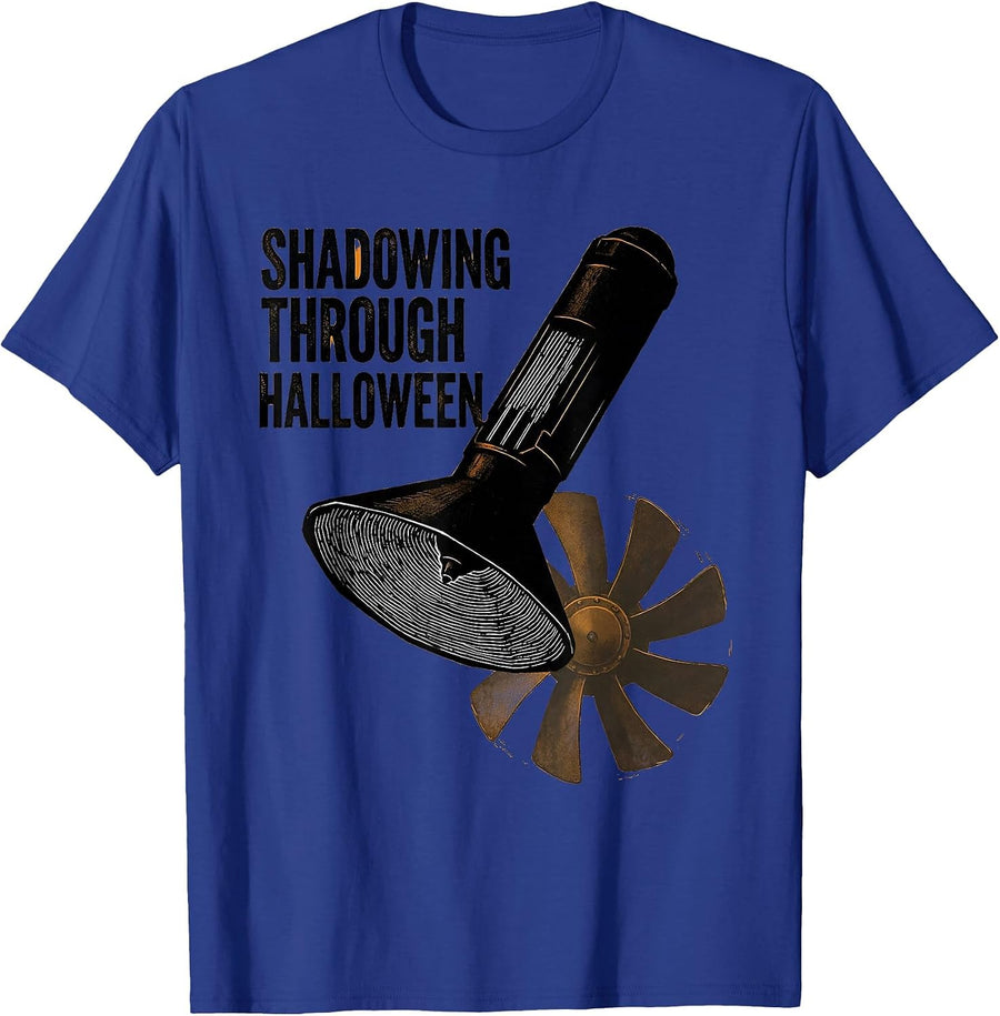 Shadowing Through Halloween Linocut Sonographer Halloween T-Shirt - Royal Blue