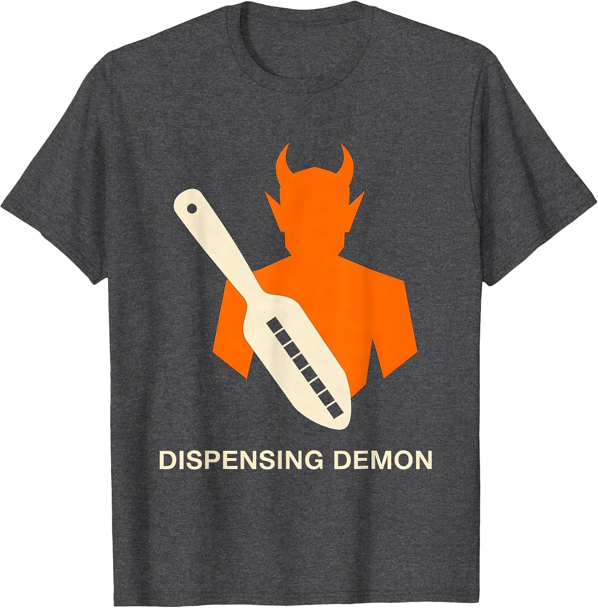 Dispensing Demon Stencil Graphic Pharmacy Tech Halloween T-Shirt - Dark Heather Grey