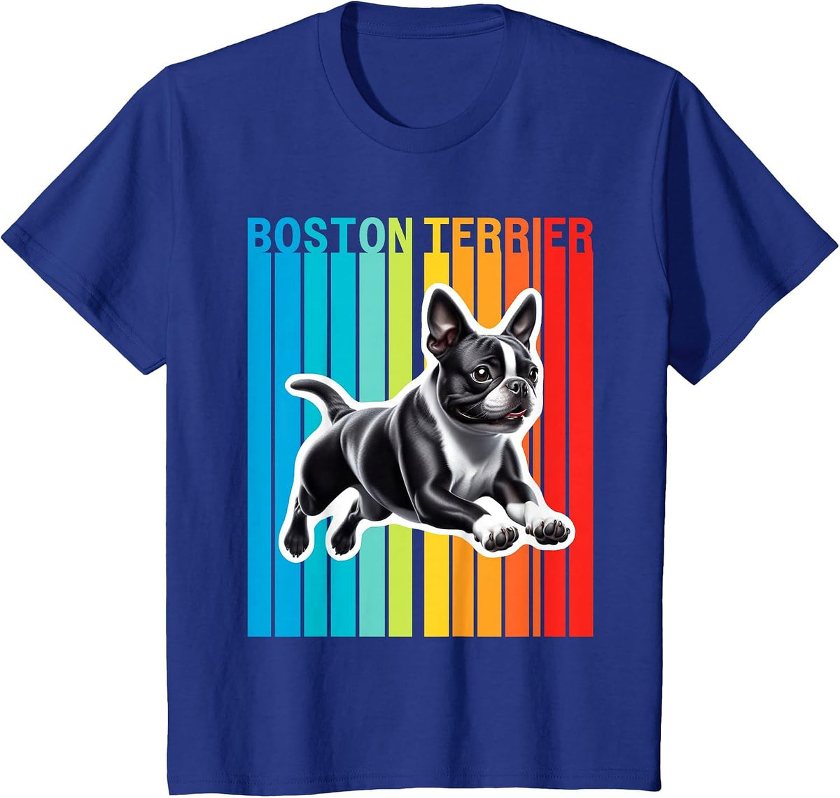 Colorful Boston Terrier T-Shirt - Royal Blue