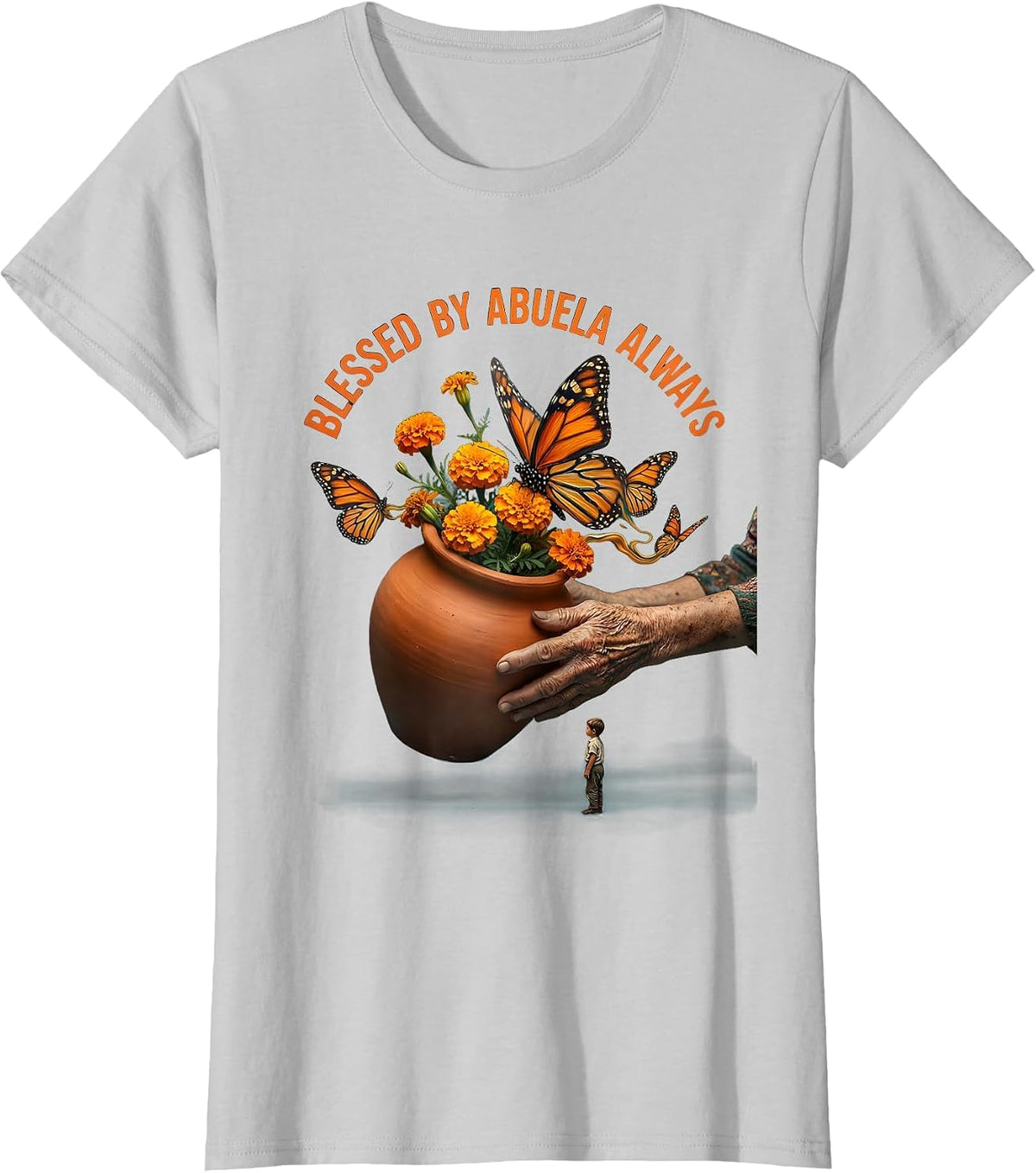 Blessed By Abuela Always Mexican Heritage Design T-Shirt - Silver Grey