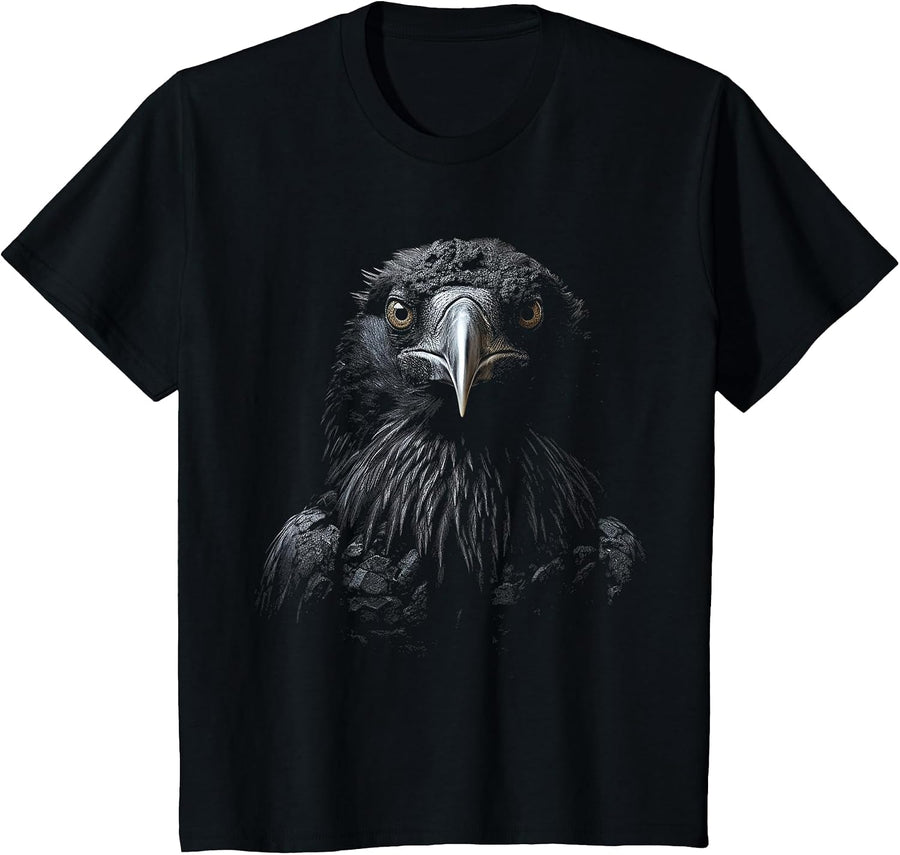 Raven Animal Zoo Art Raven T-Shirt - Black