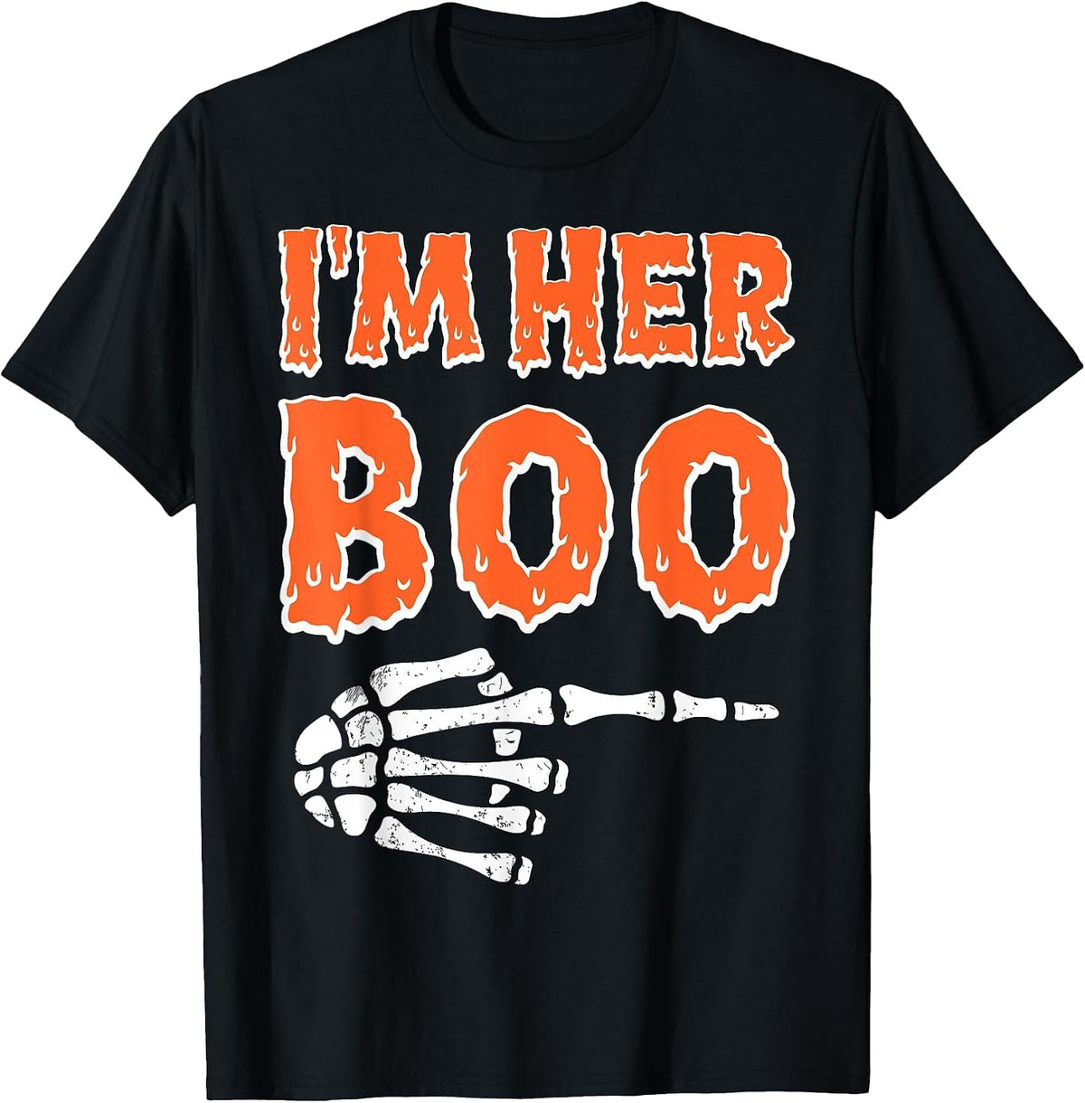 I’m Her Boo I’m His Ghoul Halloween Couples Matching Costume T-Shirt - Black