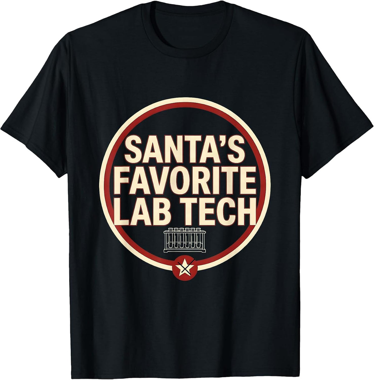 Men's Santa's Favorite Lab Tech Funny Pharmacy Tech Christmas T-Shirt - Black