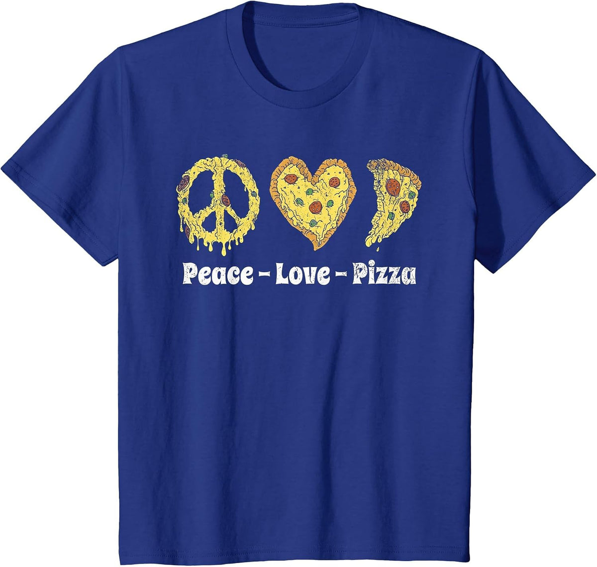 Peace Love Pizza T-Shirt - Royal Blue