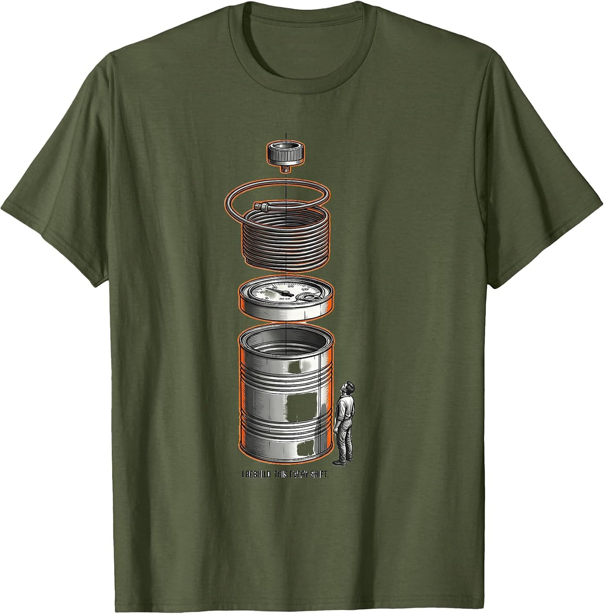 Men's I Rebuild This Every Shift Funny Respiratory Therapist RT T-Shirt - Olive Green