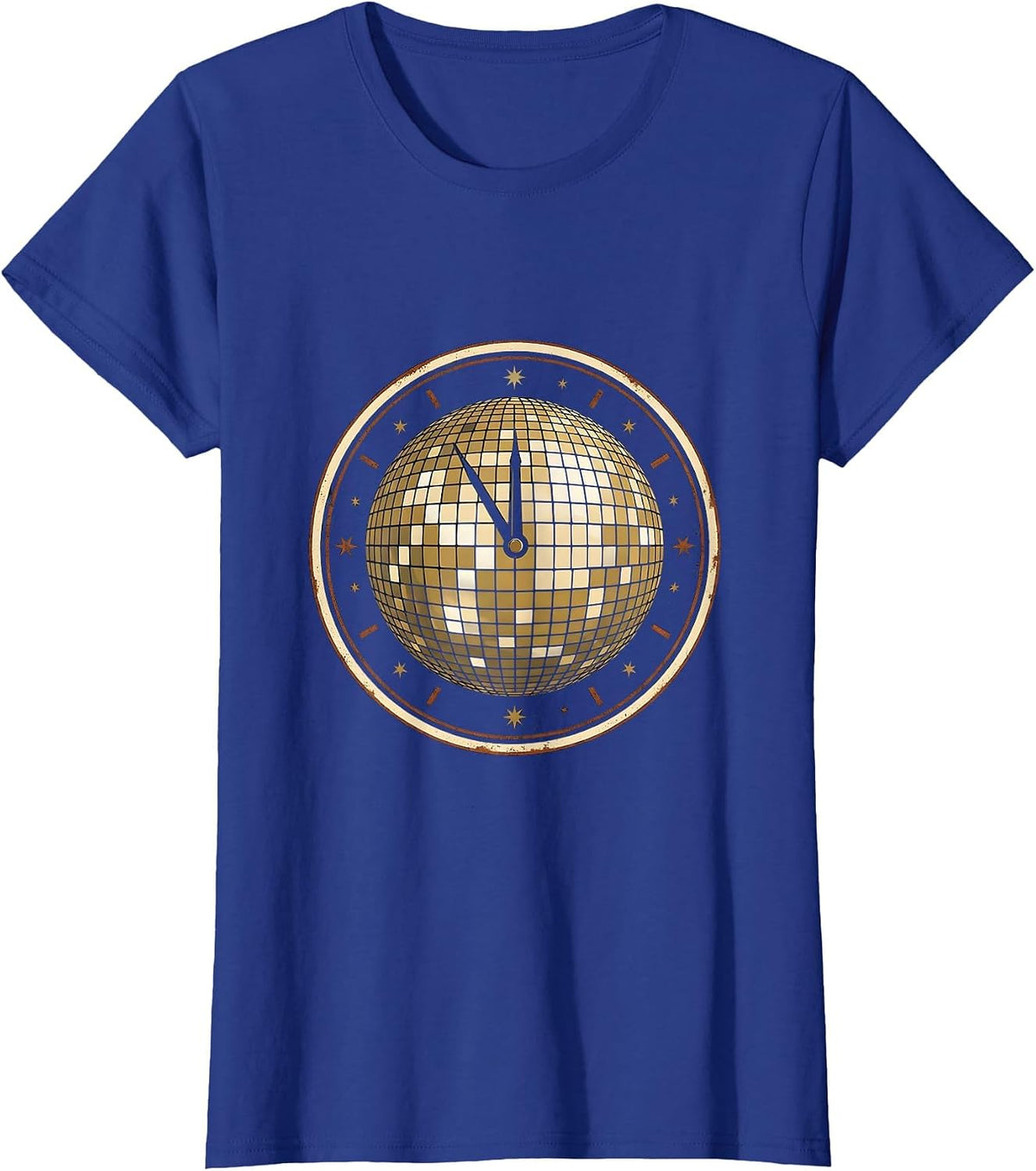 Women's Sealed Disco Ball Vintage Retro Party Badge T-Shirt - Royal Blue