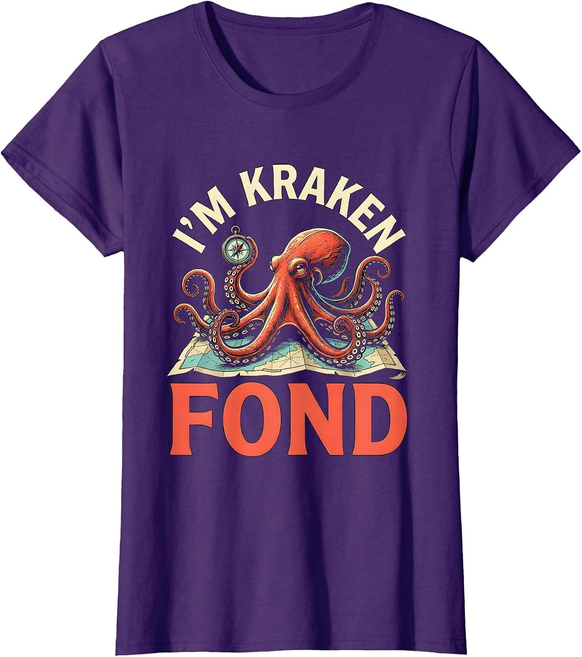 Women's I'm Kraken Fond Vintage Octopus Sea Monster Ocean Lover T-Shirt - Purple