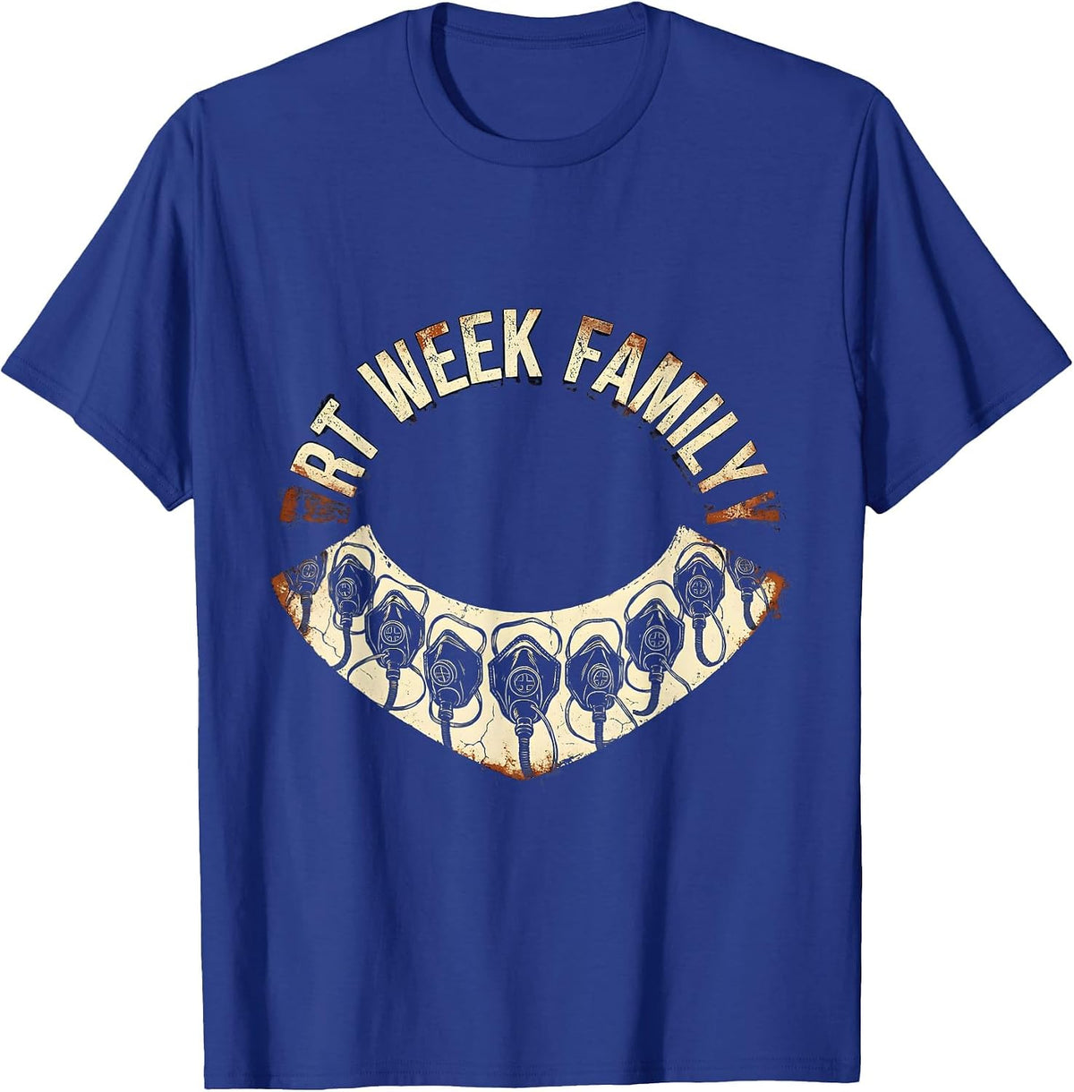 RT Week Family Distressed Respiratory Therapist RT Care Week T-Shirt - Royal Blue