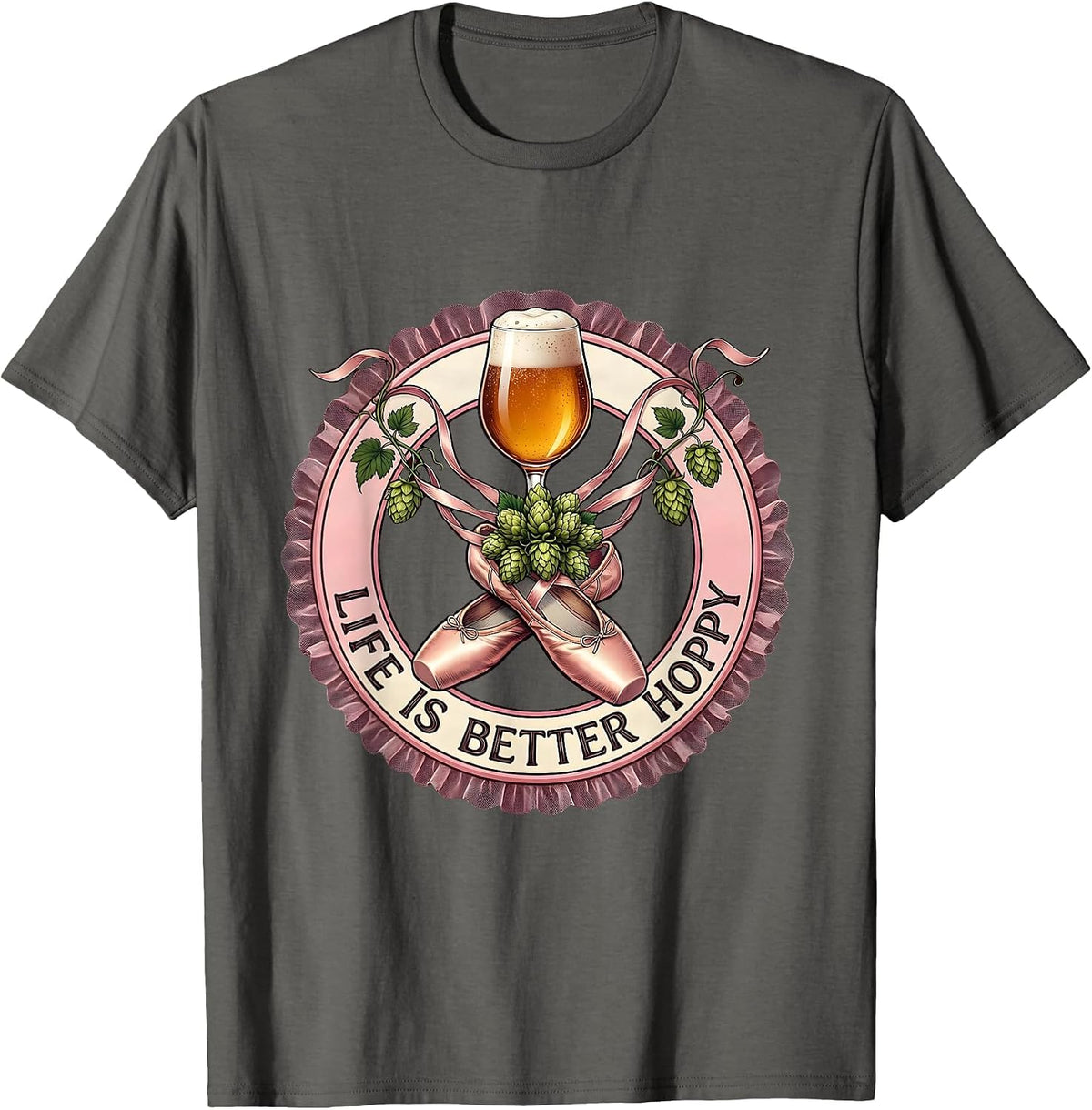 Men's Life Is Better Hoppy Beer Lover Design T-Shirt - Asphalt Grey