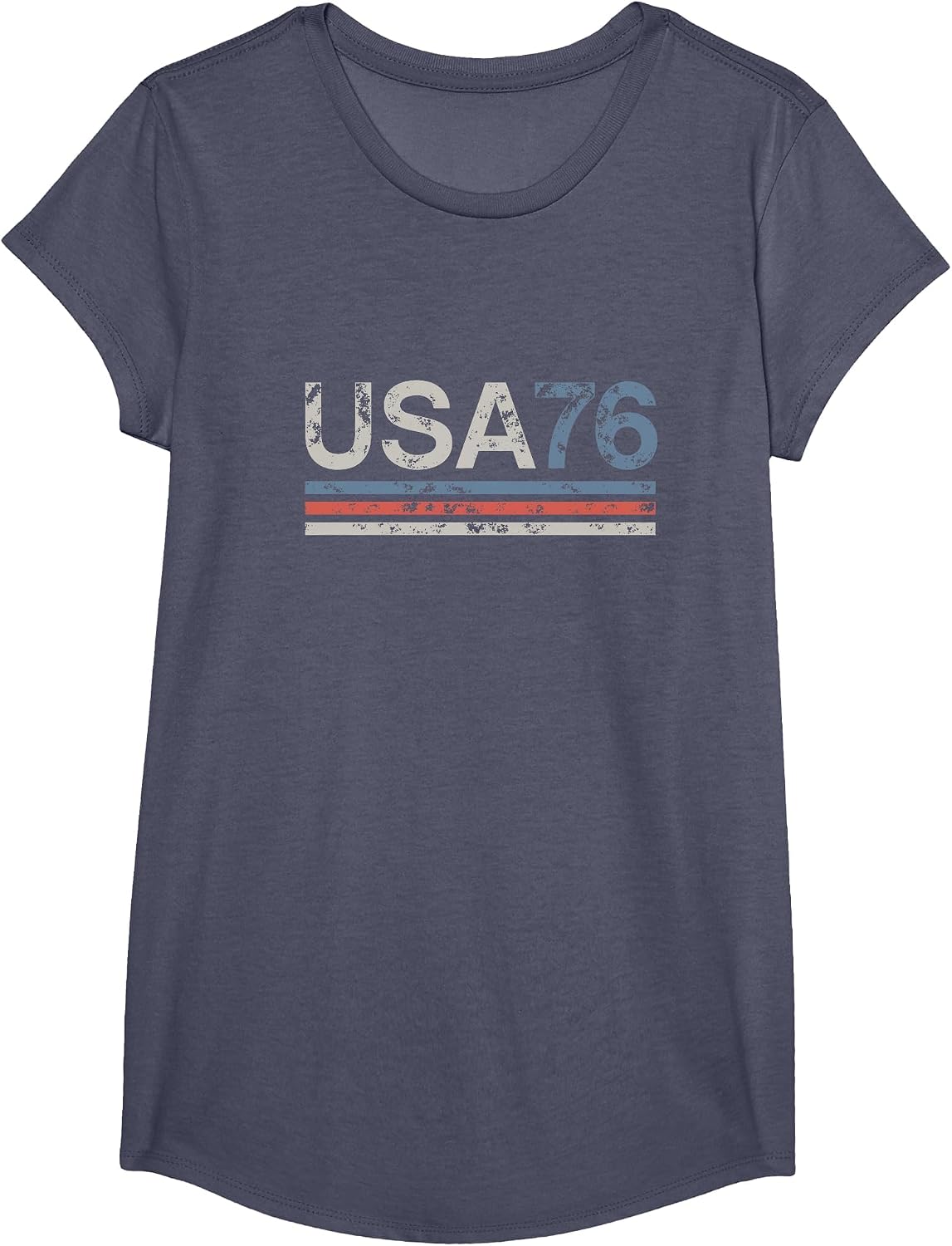 Retro Stripes 4th of July America USA 1776 T-Shirt - Girls Heather Blue