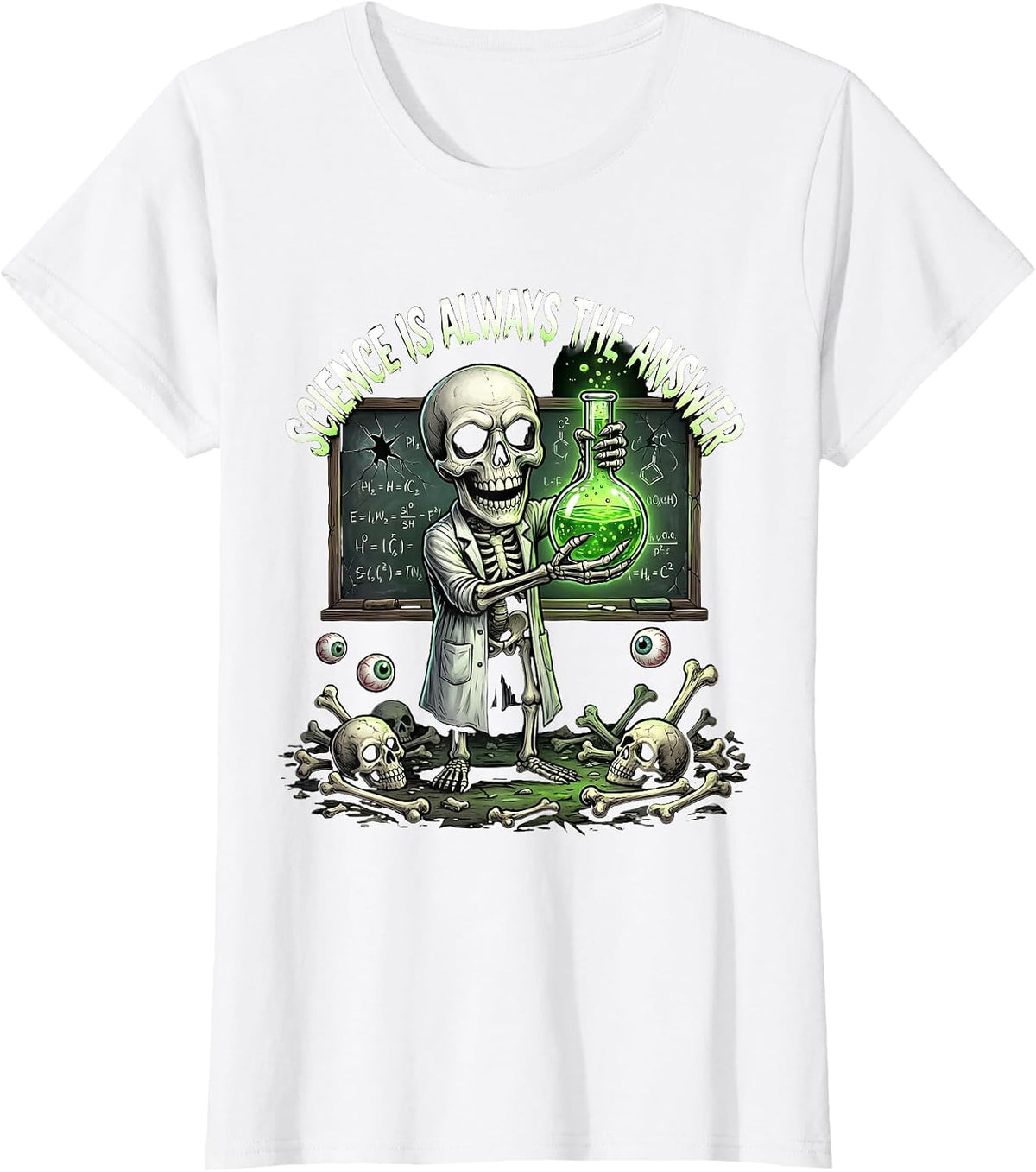 Science Is Always The Answer Teacher Design T-Shirt - White