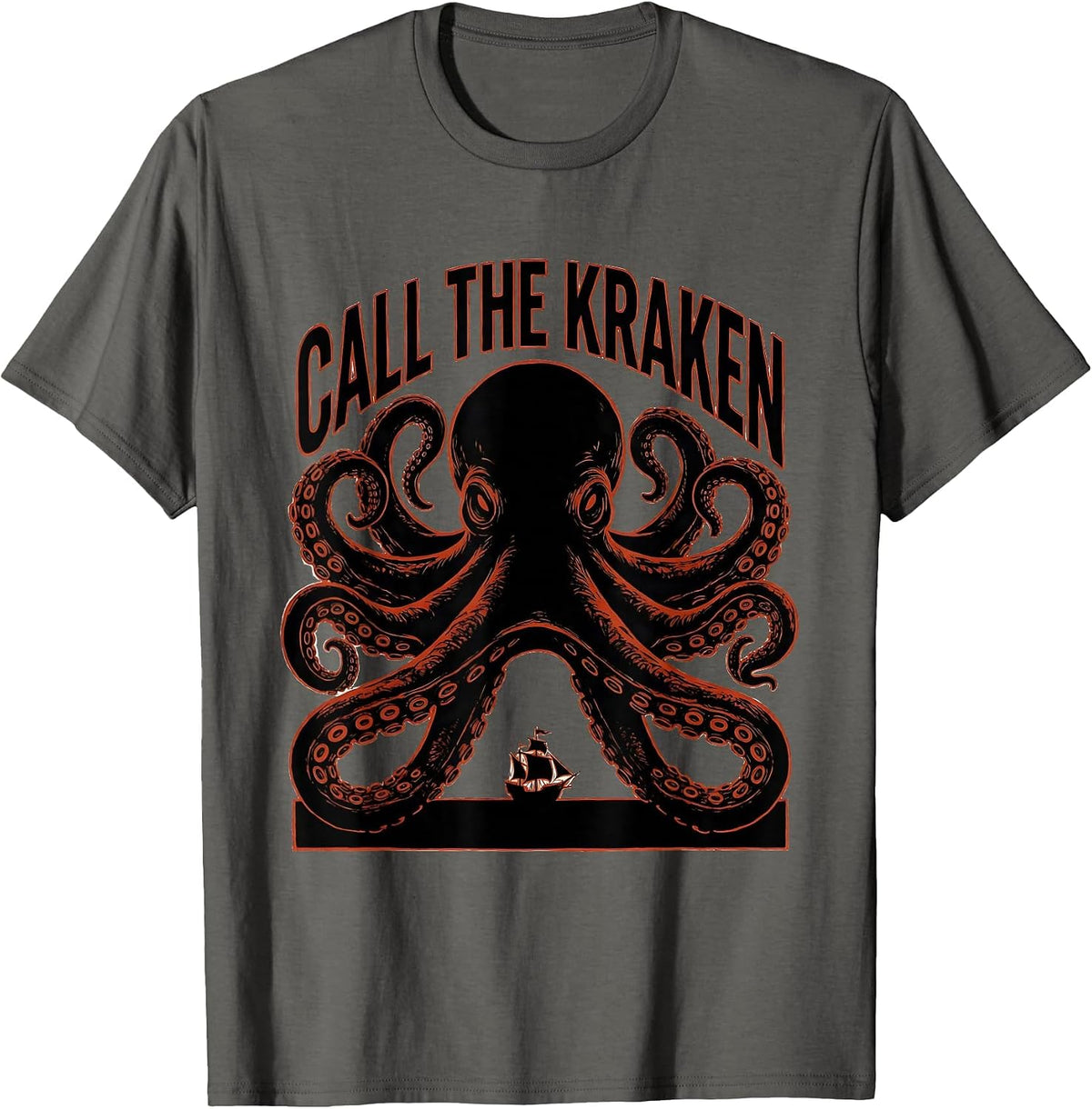 Call The Kraken Vintage Octopus Sea Monster Lover Graphic T-Shirt - Asphalt Grey