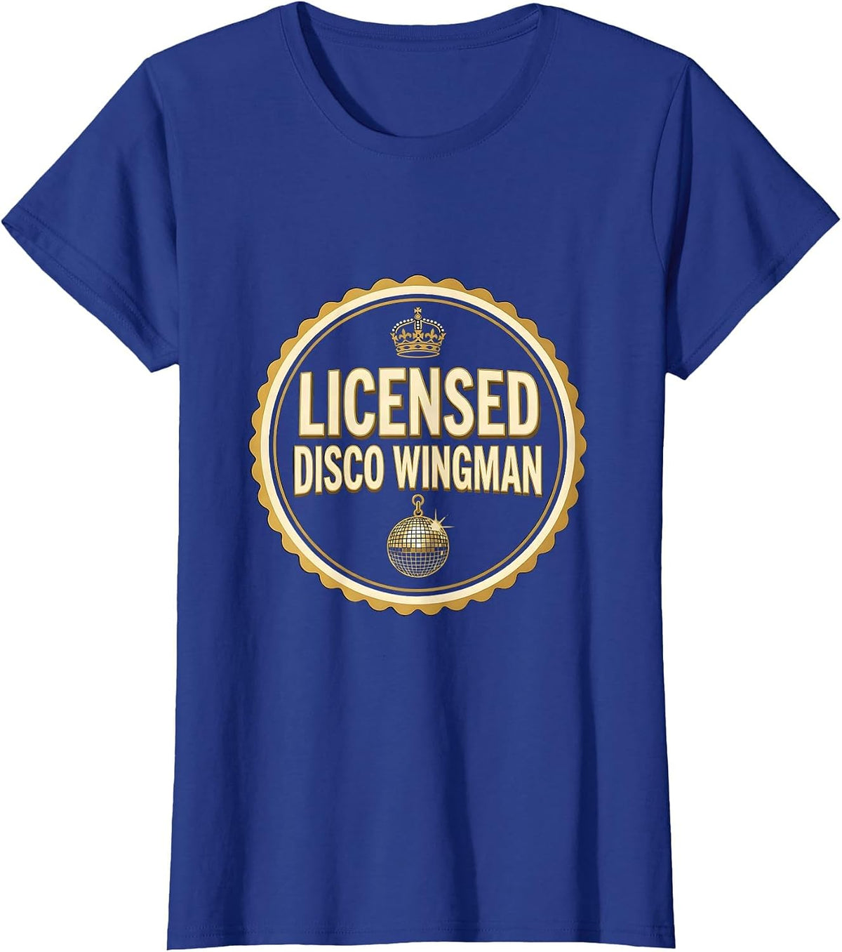 Women's Licensed Disco Wingman Retro 70s Disco Party Costume T-Shirt - Royal Blue