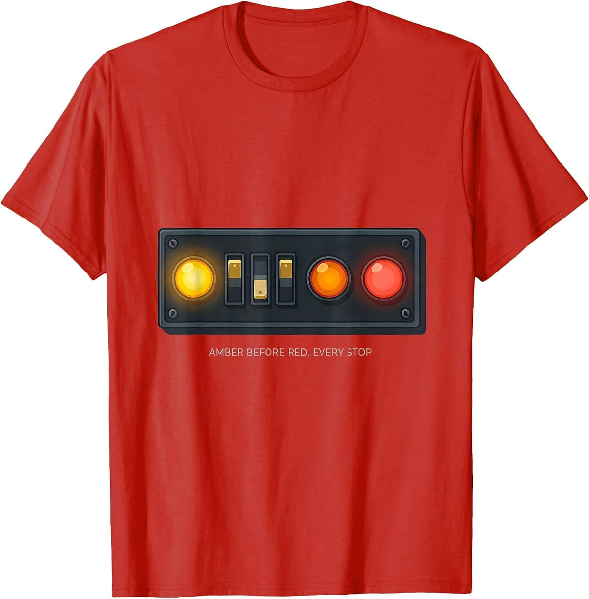 Men's Amber Before Red Every Stop Funny School Bus Driver Gift T-Shirt - Red