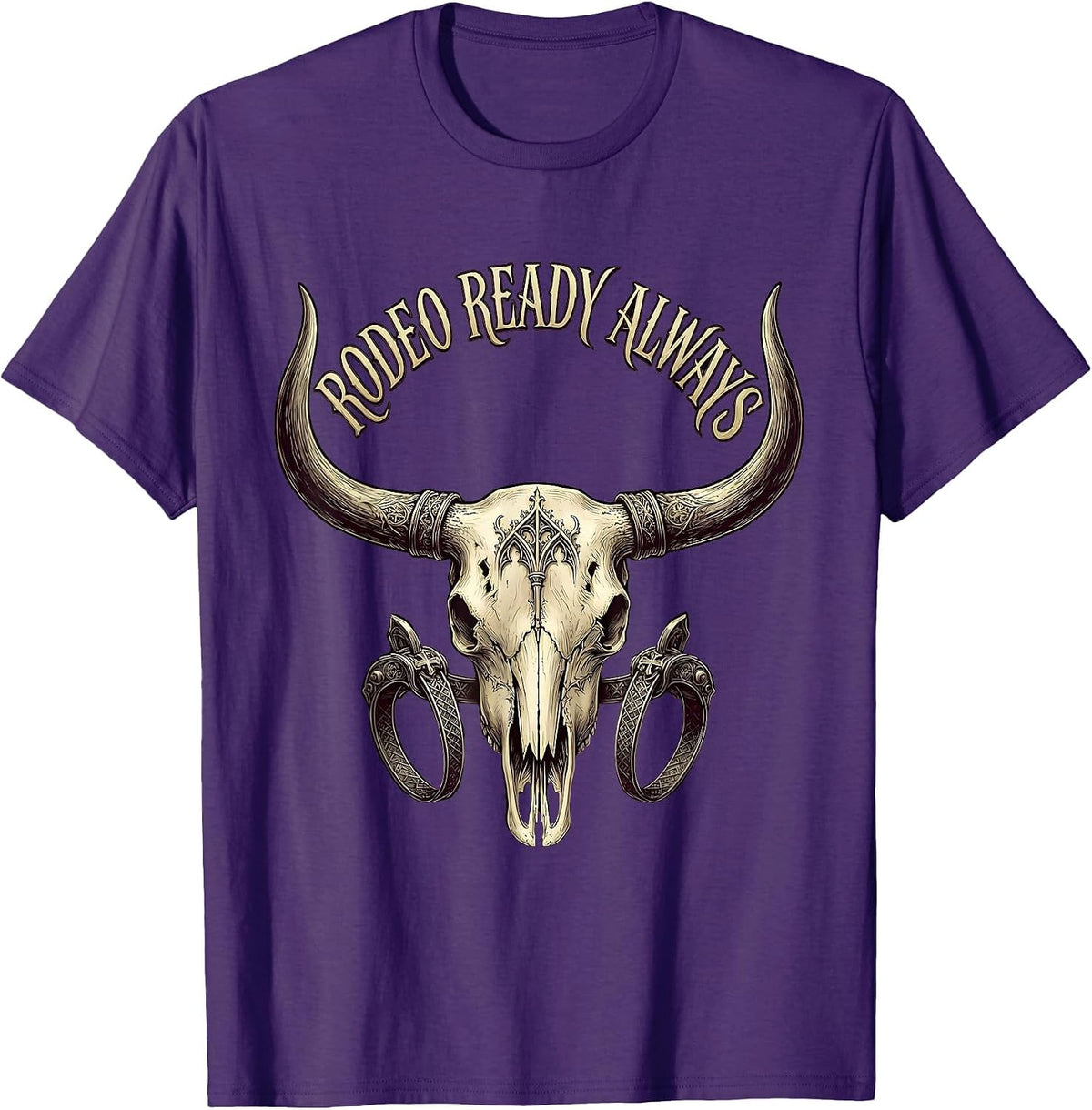 Rodeo Ready Always Western Cowboy Design T-Shirt - Purple