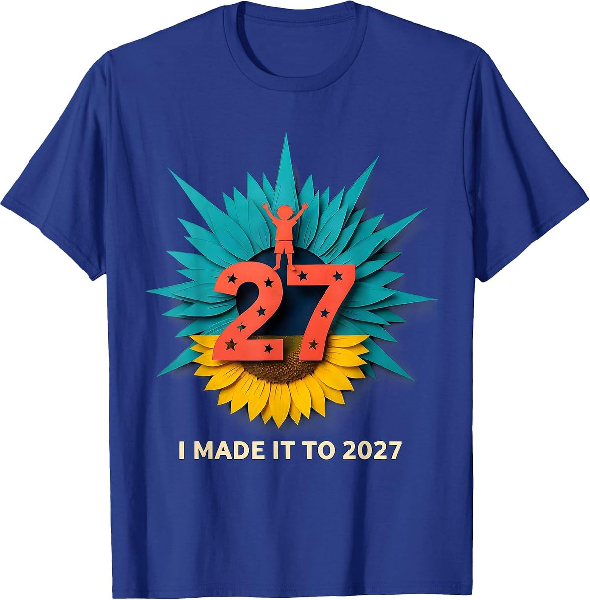Men's I Made It To 2027 Paper Cutout Family Matching New Year 2026 T-Shirt - Royal Blue