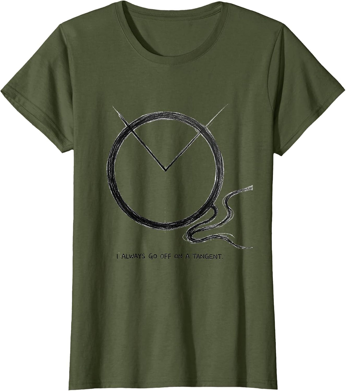Women's I Always Go Off On A Tangent Funny Math Teacher Sarcastic T-Shirt - Olive Green