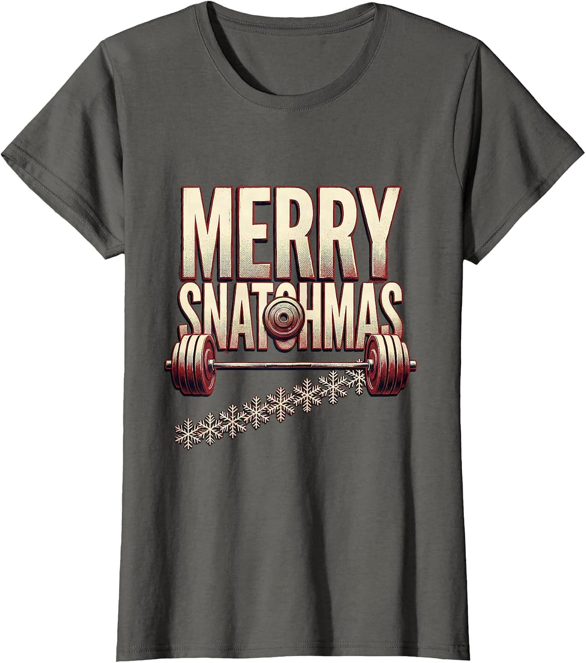 Women's Merry Snatchmas Funny Christmas Gym Workout Weightlifting T-Shirt - Asphalt Grey