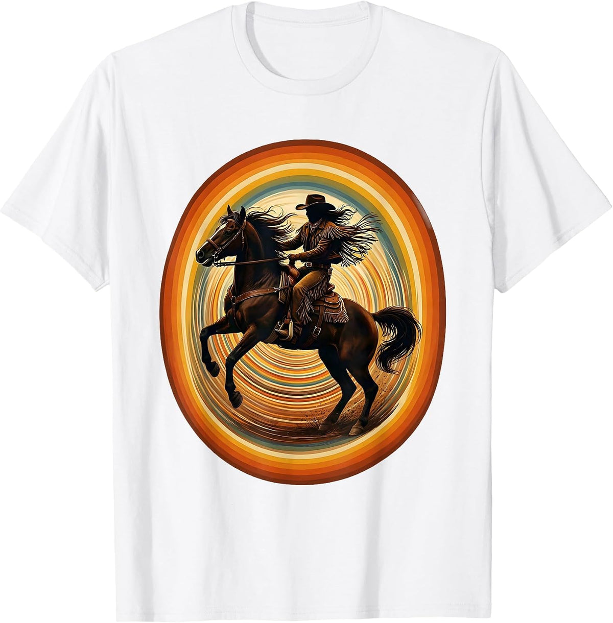 Men's Barrel Racer Leaning Into the Turn Rodeo Design T-Shirt - White